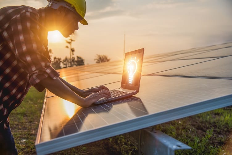 the engineer is checking the solar cell power system image 2