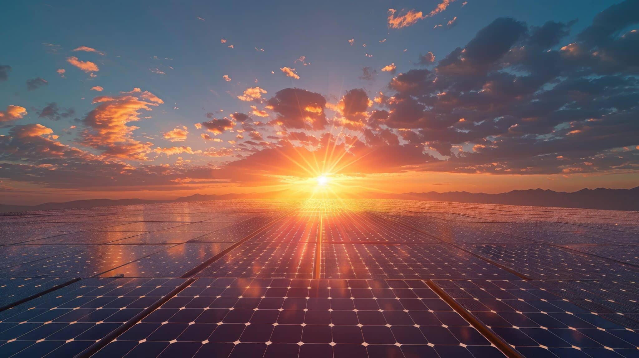 photo showing solar panels with sun shining brightly sky is clear clean modern ene scaled